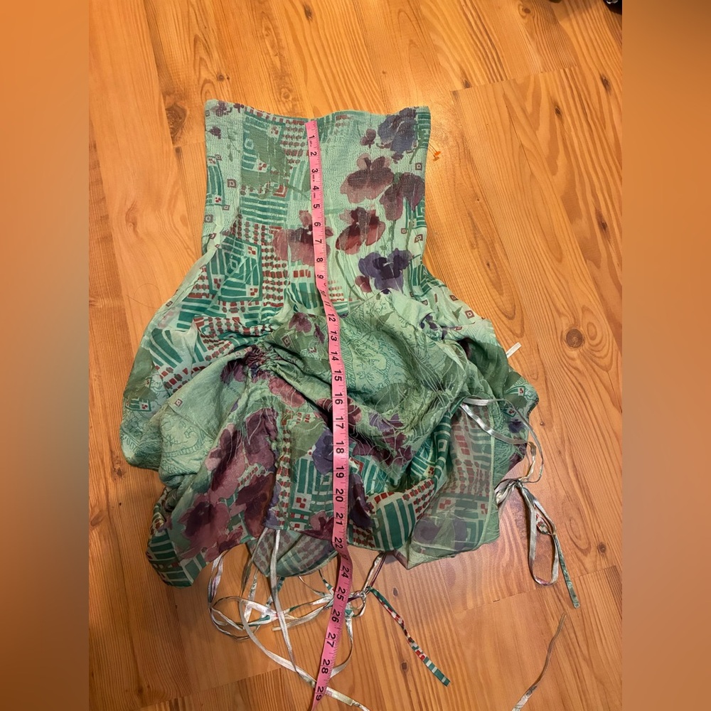 Lapis Green Floral Strapless Dress - Picture 2 of 4